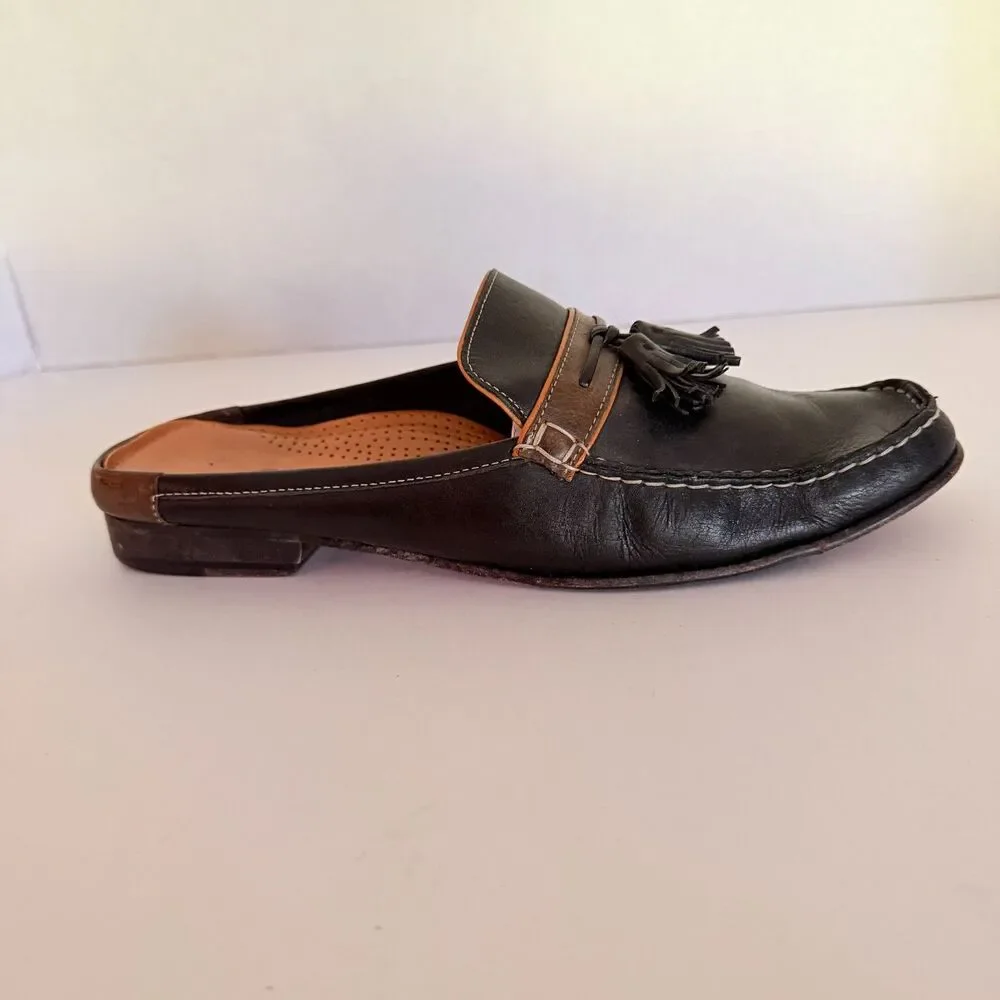 Cole Haan Black Leather Tassel Loafer Mules, Men's 9 Slip On